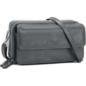 Women Retrro Grey Imported Faux Leather Crossbody Wallet With Phone Pocket Bag